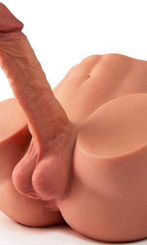 Bunda de boneca de brinquedo sexual masculino com vibrador e testículos realistas - Brian