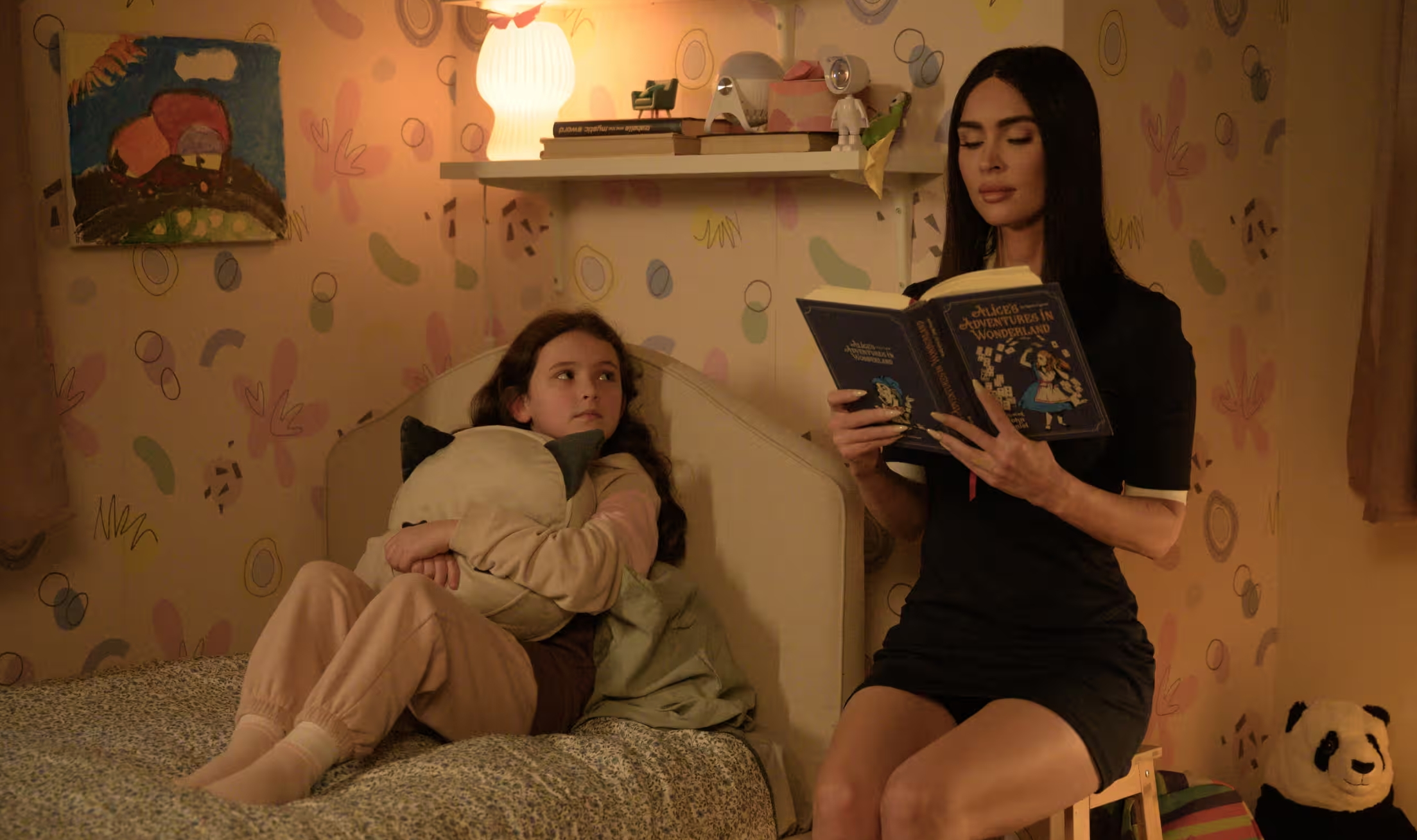 Sexy robot doll housekeeper tells stories to children.